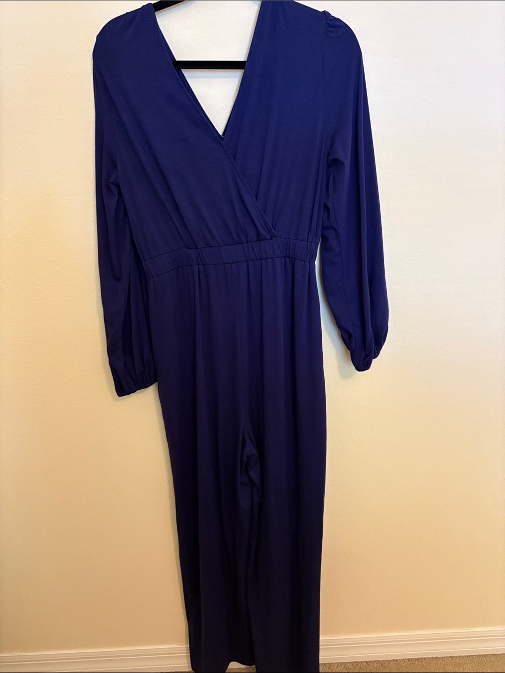 Deep Blue Long Sleeve Wrap Jumpsuit